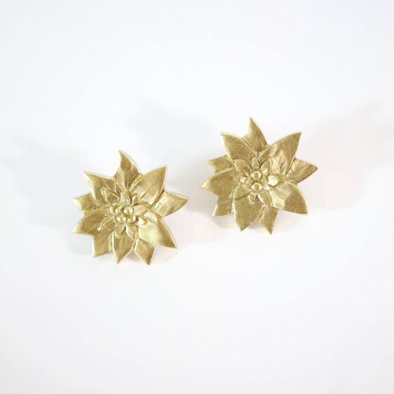 Gold Poinsettia Earrings