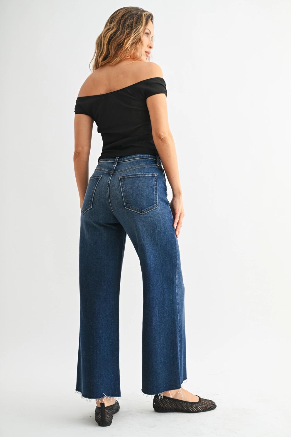 Dark Scissor Cut Wide Leg Leg
