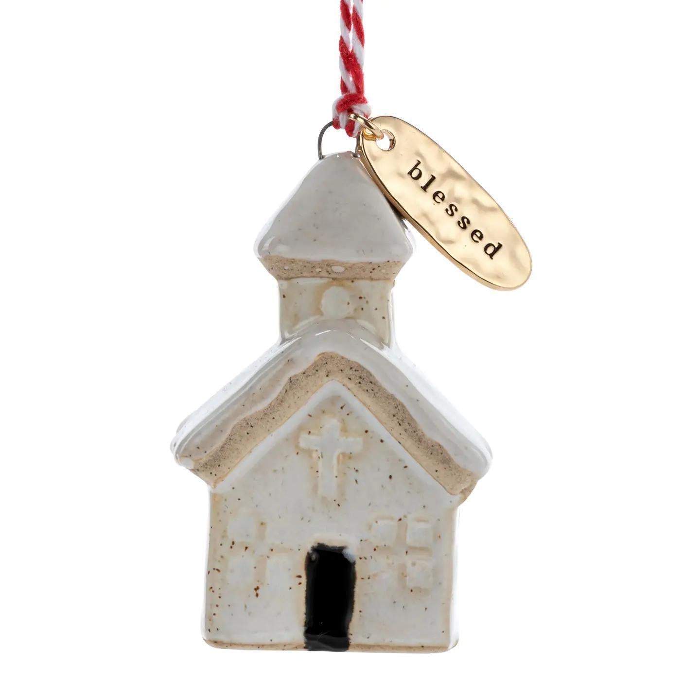 Blessed Cream Church Shaped Ornament