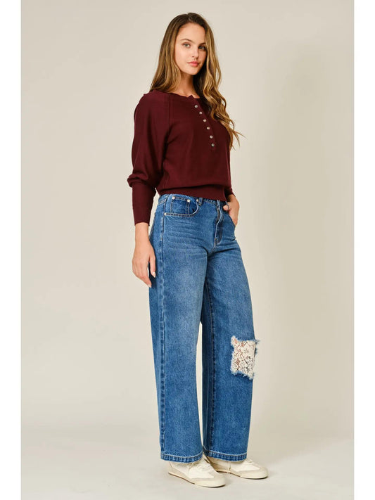 Cashmere Button Down Sweater (Wine)
