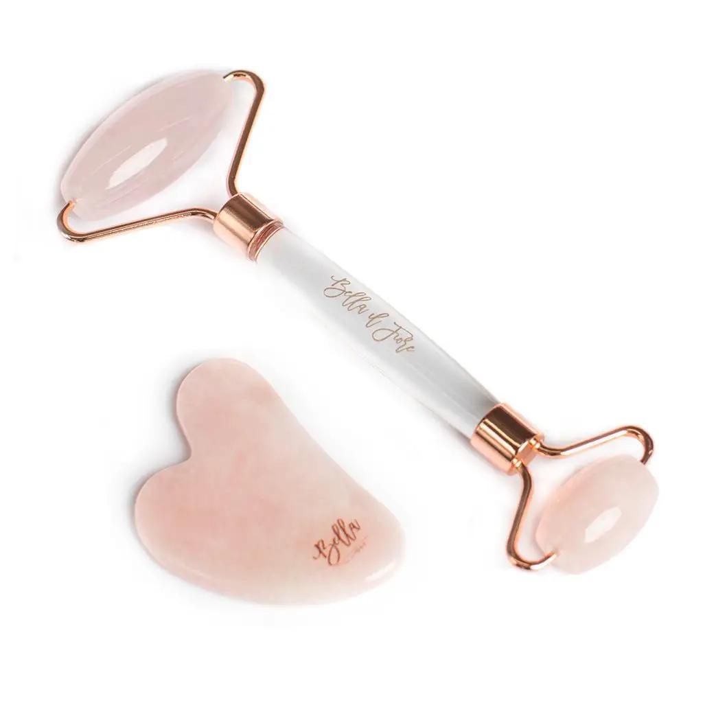 Rose Quartz Roller + Stone Tool Kit