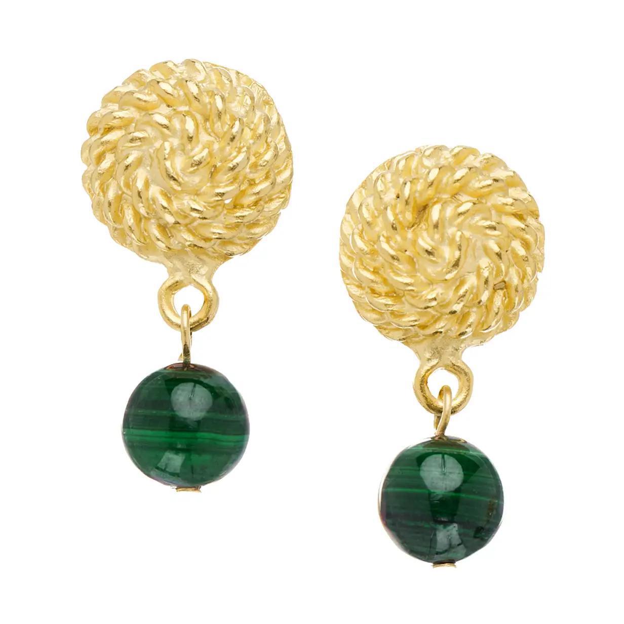 Rope Malachite Drop Earrings