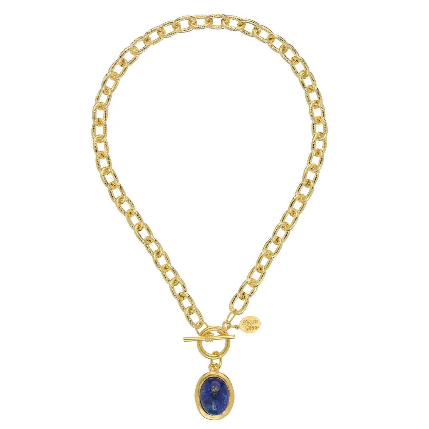 Blue Lapis Cabochon Toggle Necklace