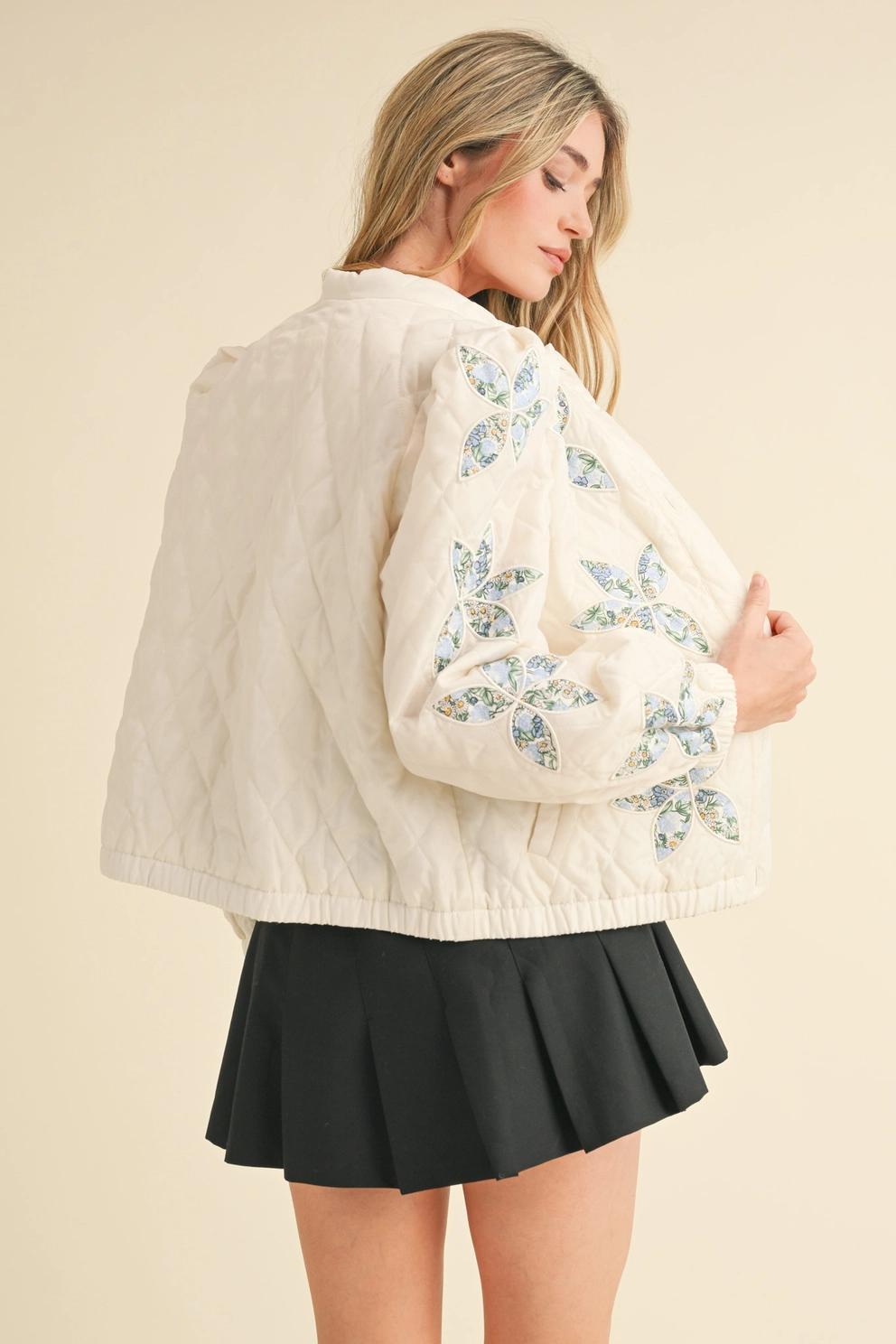 Quilted Jacket with Floral Patchwork