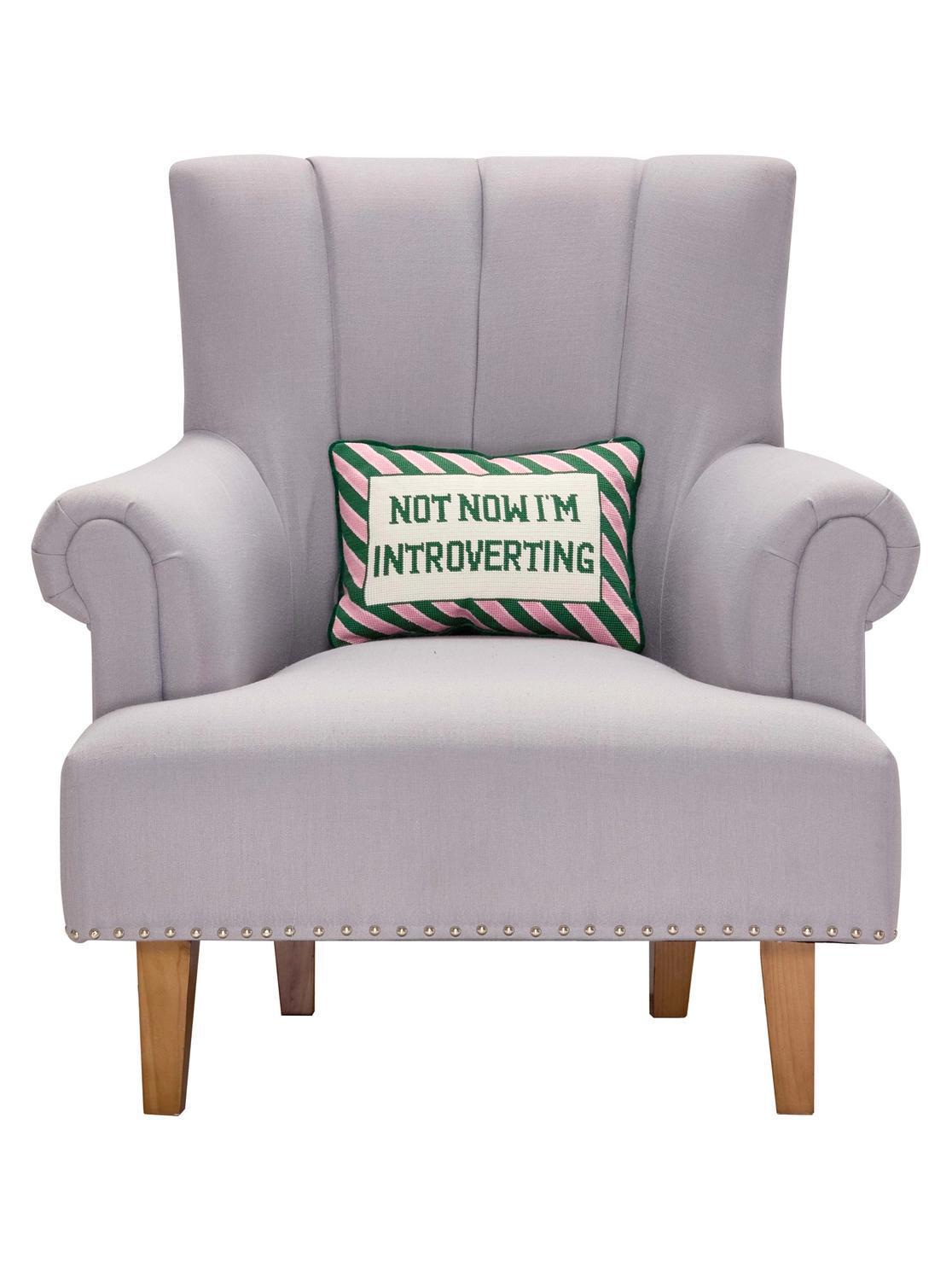 Not Now I'm Introverting Embroidered Pillow