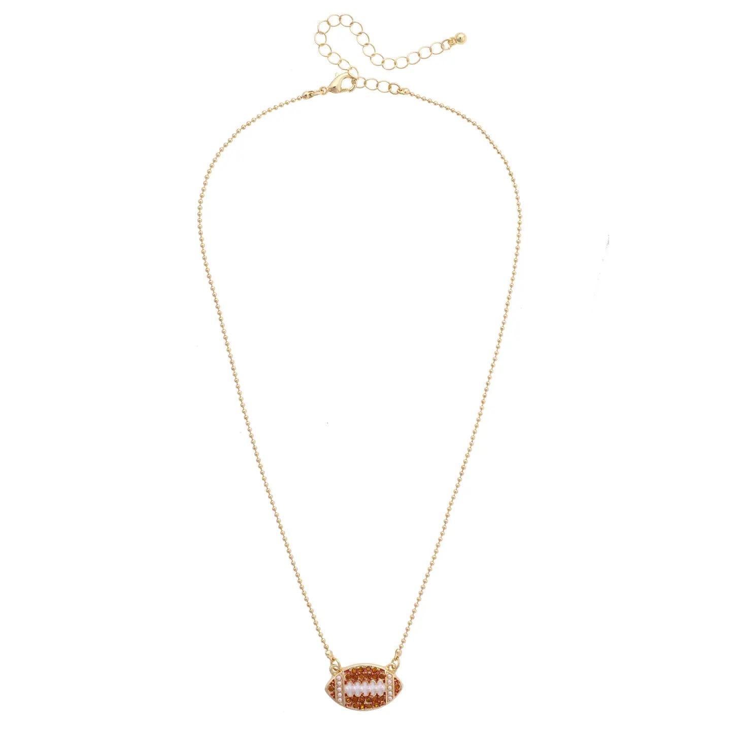 Pave Football Necklace in Shiny Gold