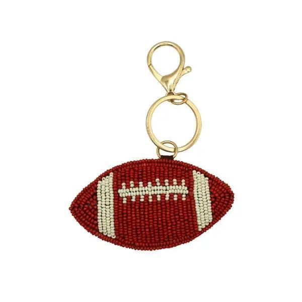 Football Beaded Bag Charm