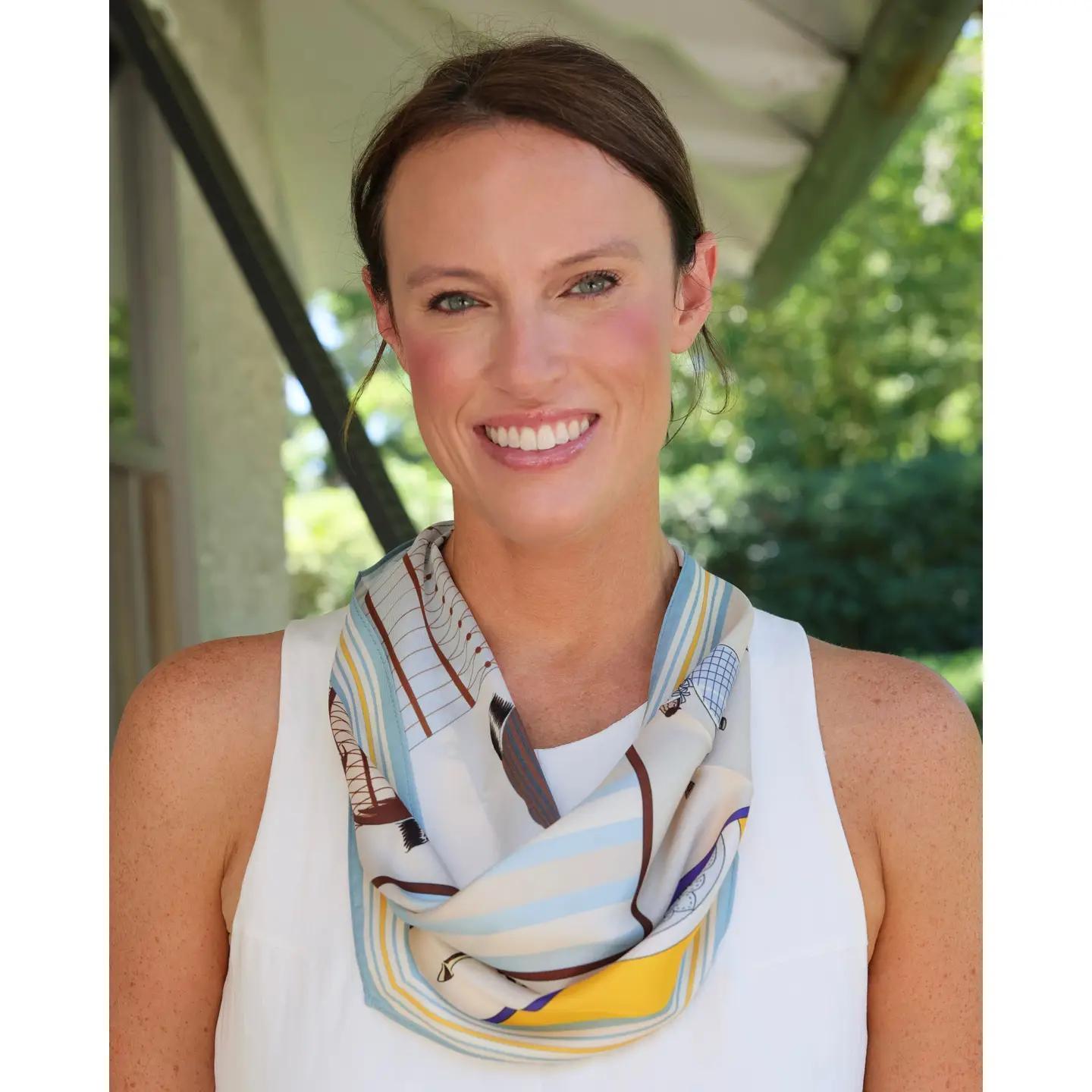 Regal Horse Print Scarf Light Blue