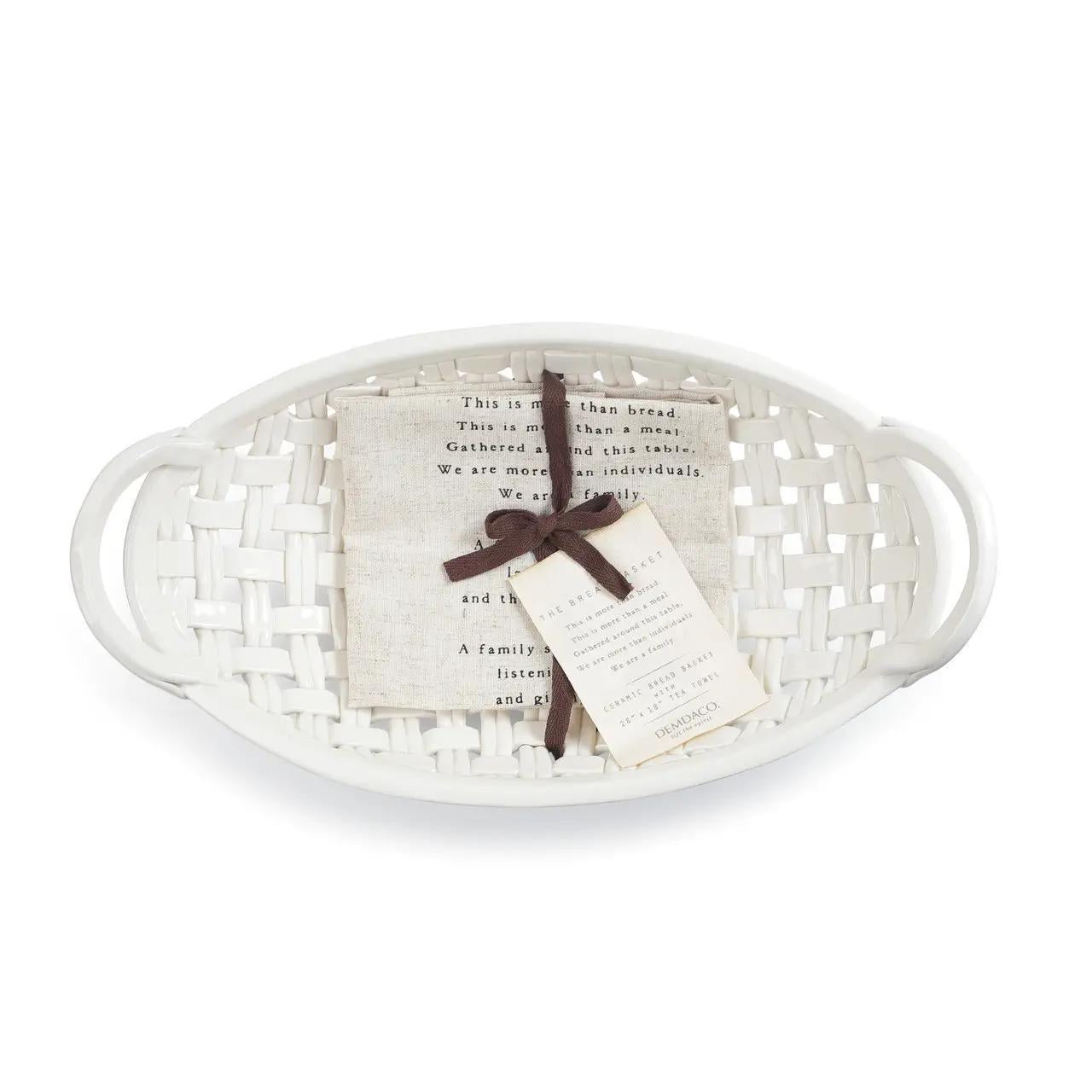 Ceramic Bread Basket with Towel