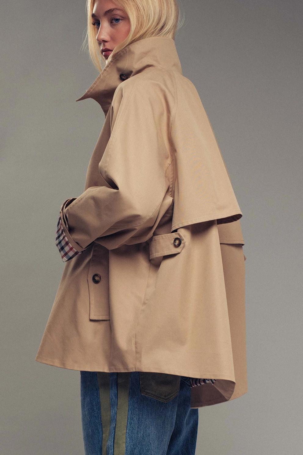 Modern A-Line Trench Jacket (Khaki)