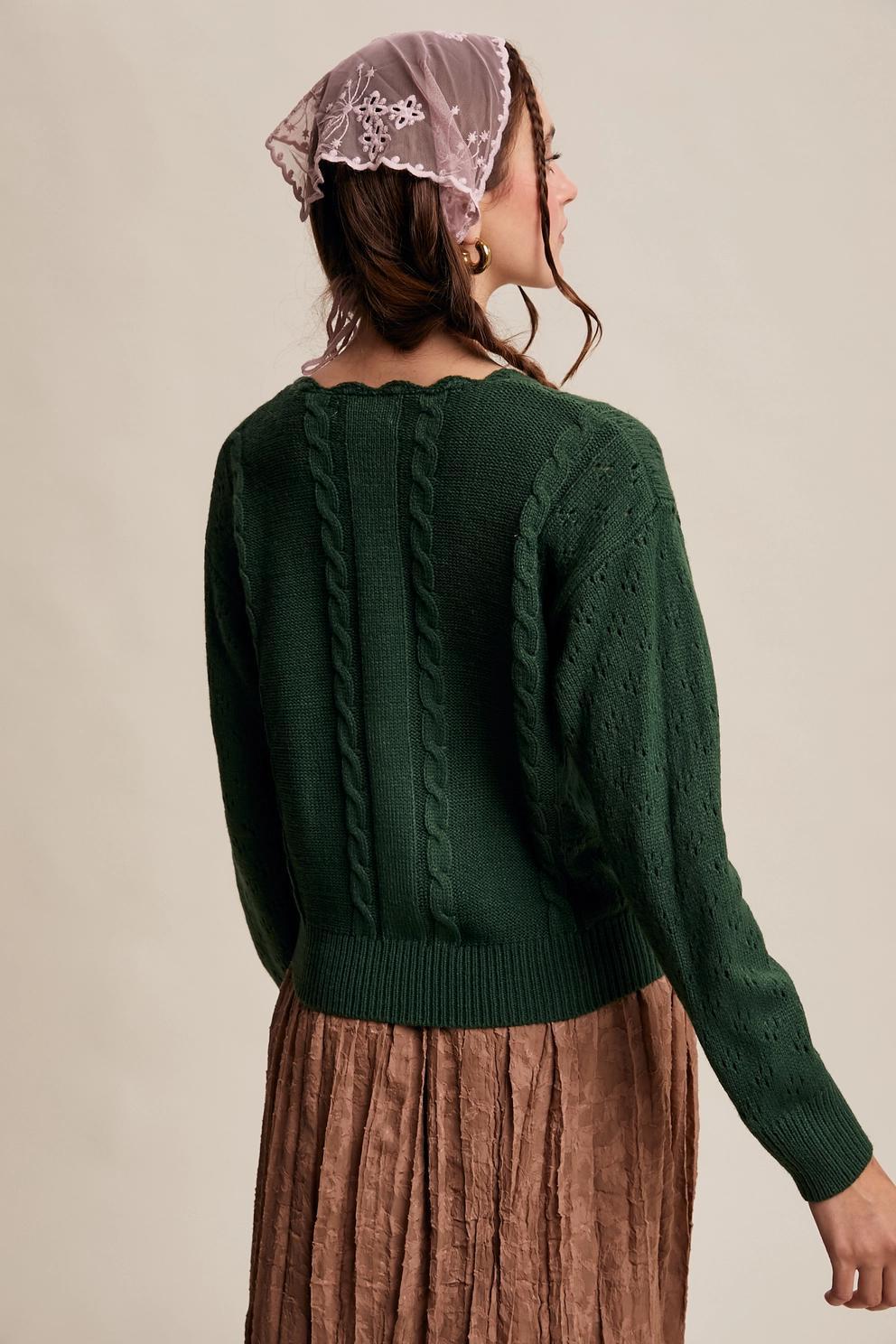 Handmade Crochet Flower Cardigan (Green)