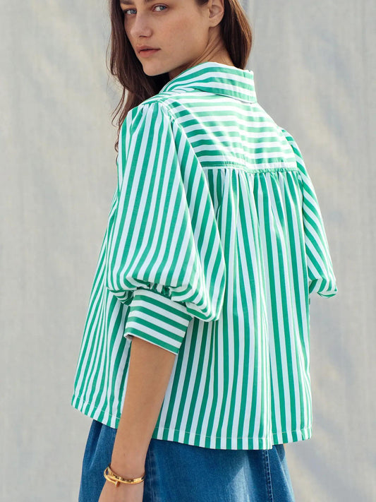 Western Boho Drop Waist Blouse- Brown