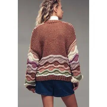 Chunky Wave Knit Cardigan