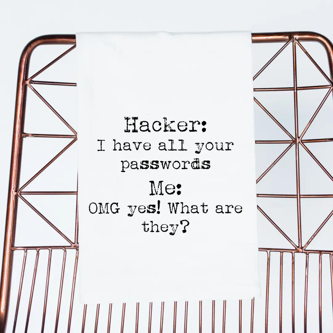 Hacker + Password Funny Gift Towel