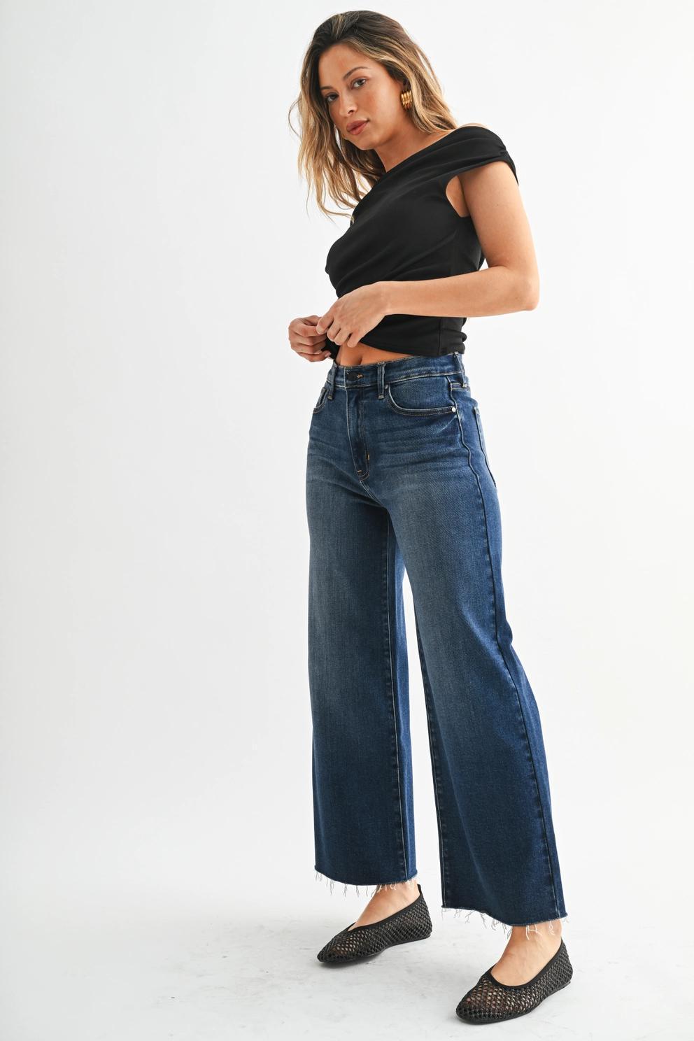 Dark Scissor Cut Wide Leg Leg