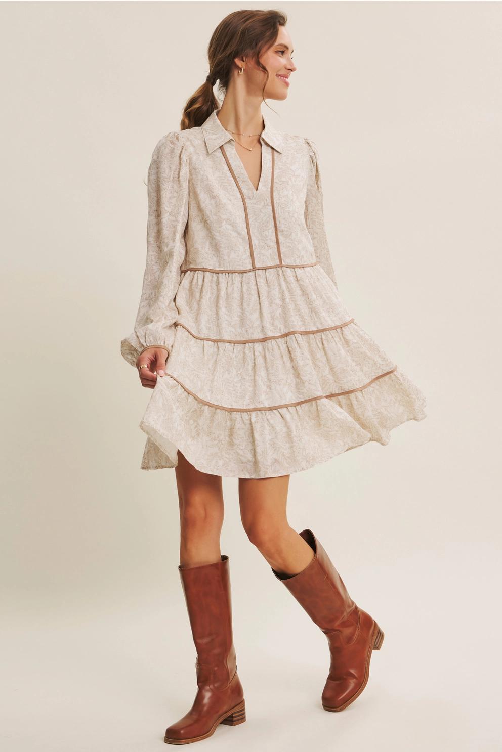 Essence of Fall Romantic Toile Mini Dress
