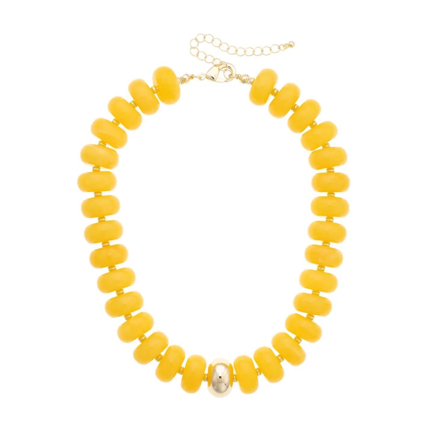 San Sebastian Yellow Beaded Resin Necklace