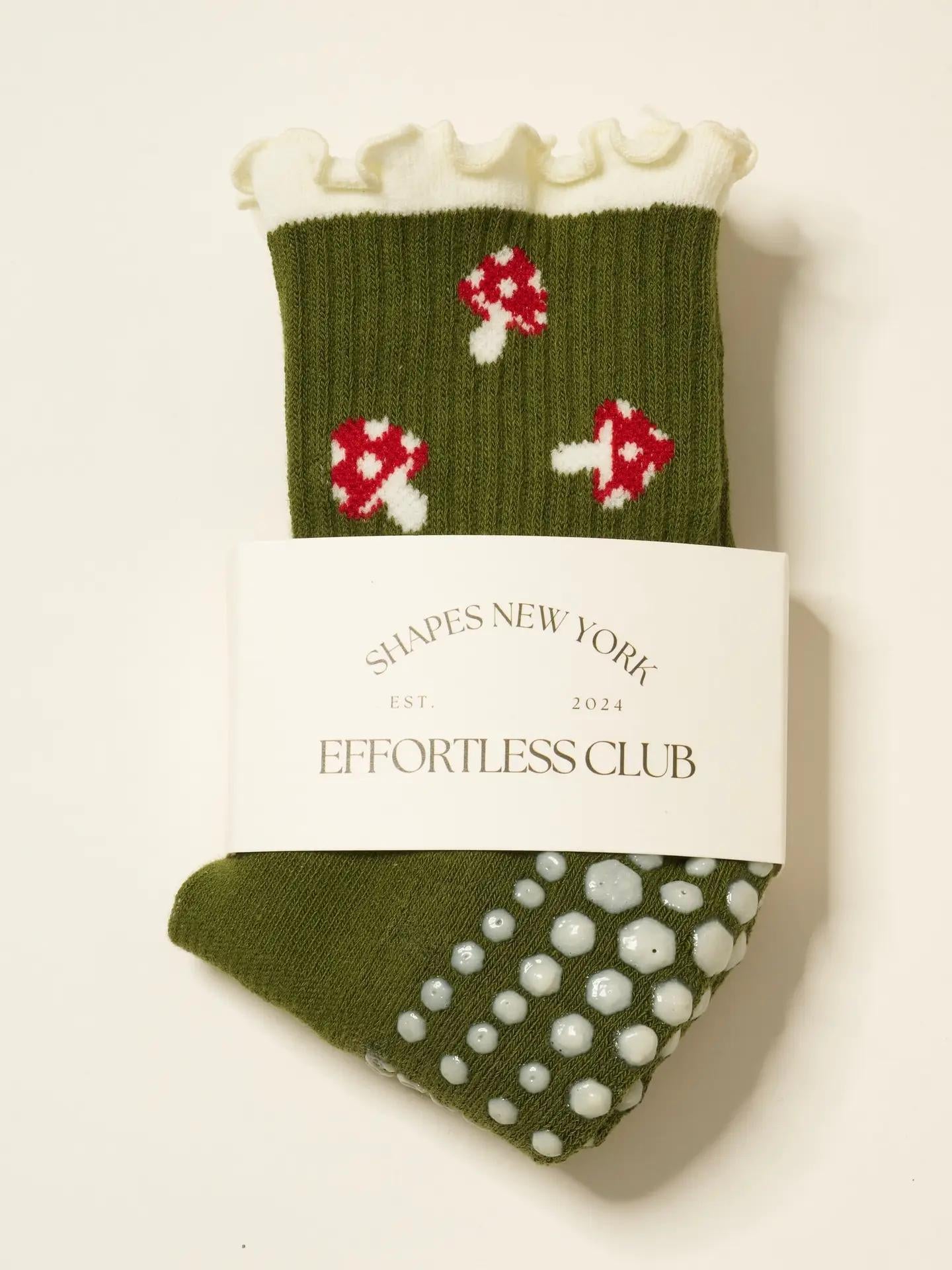 Mushroom Ruffle Grip Sock, Pilates Socks