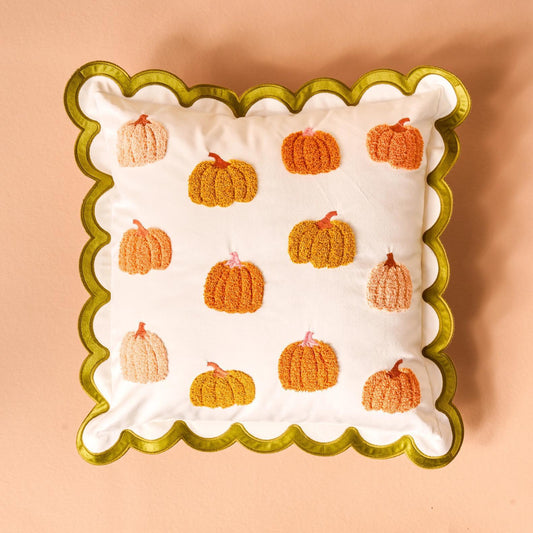 Scalloped Square Throw Pillow - Pumpkin Patch