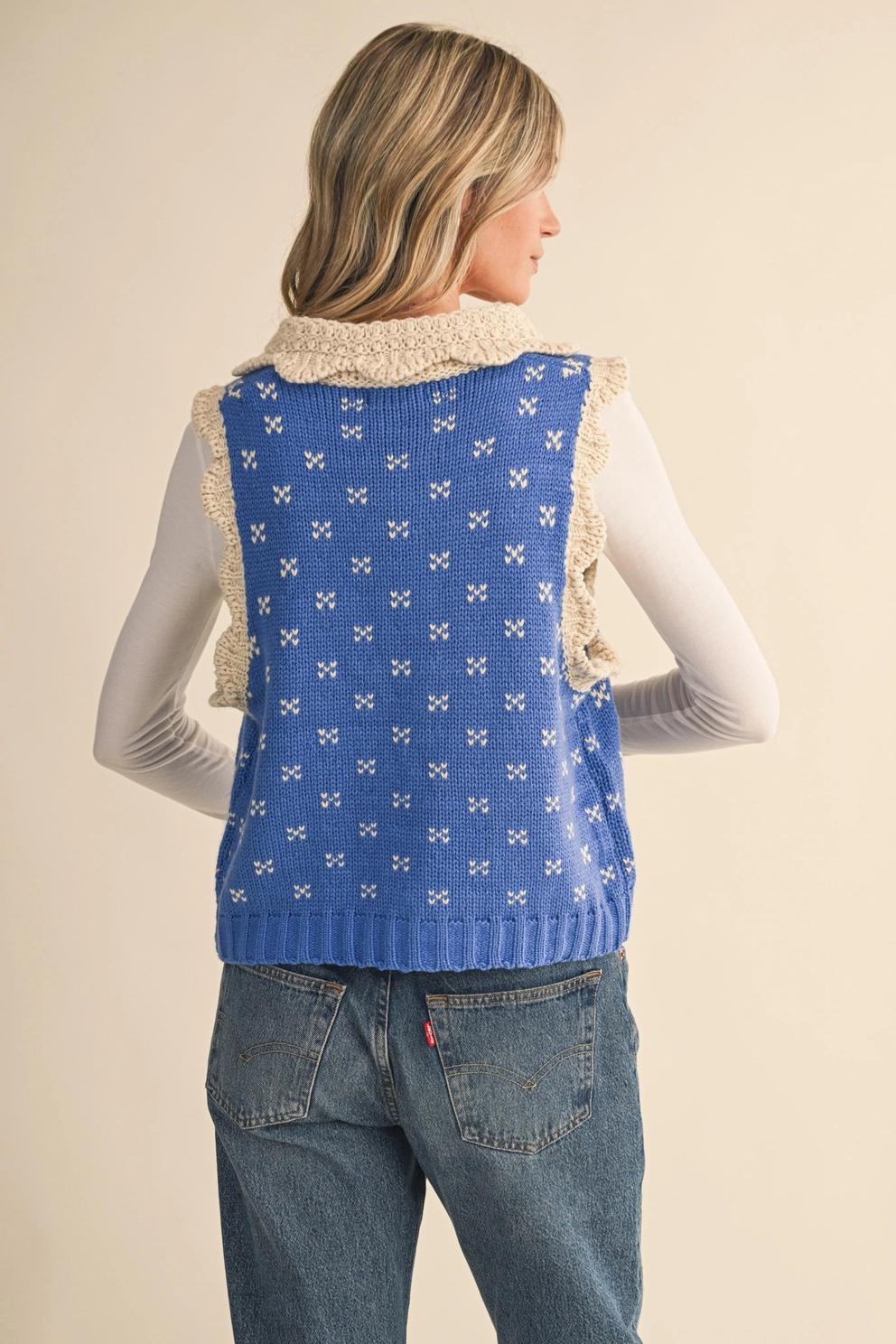 Doll Collar Sweater Vest (Blue)