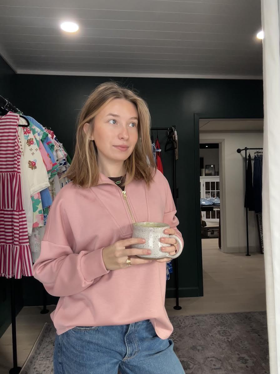 Quarter zip Top- Pink