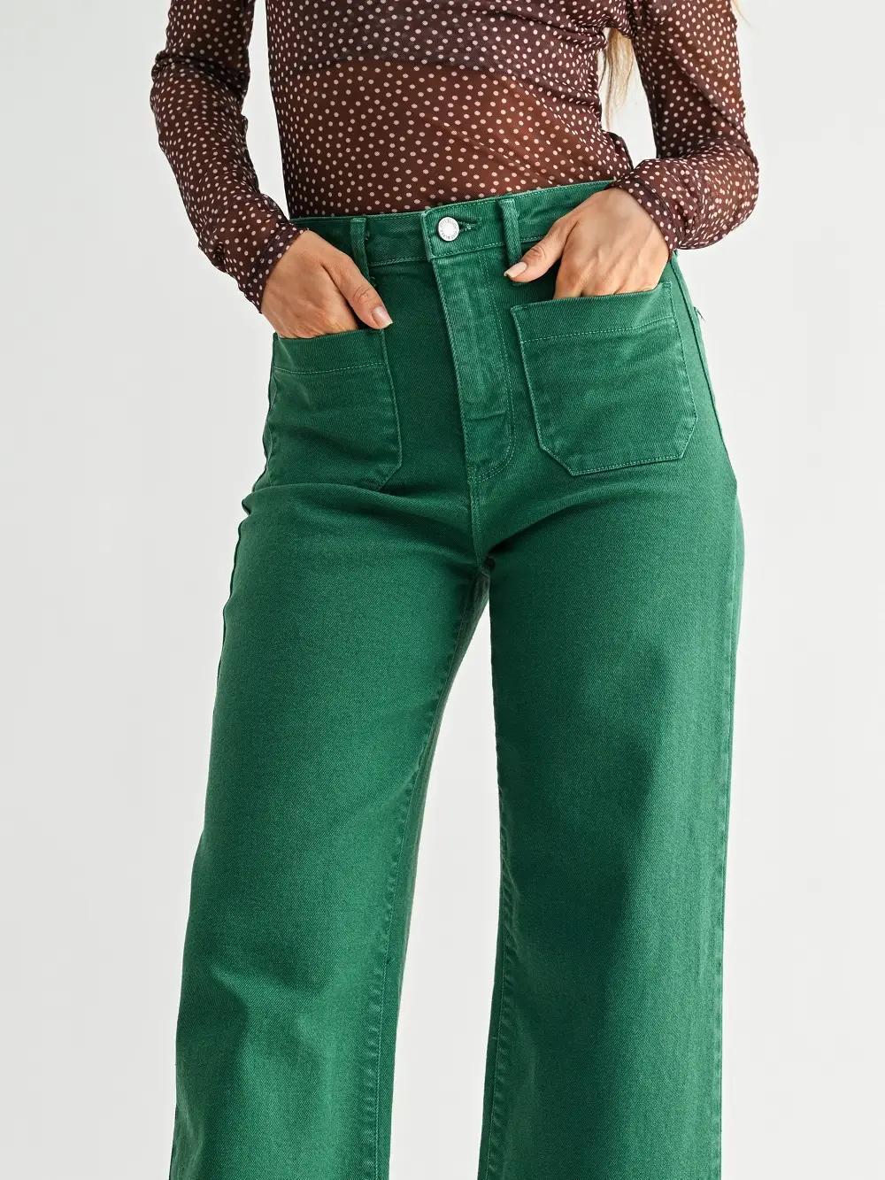 Green - Patch Pocket Wide Leg