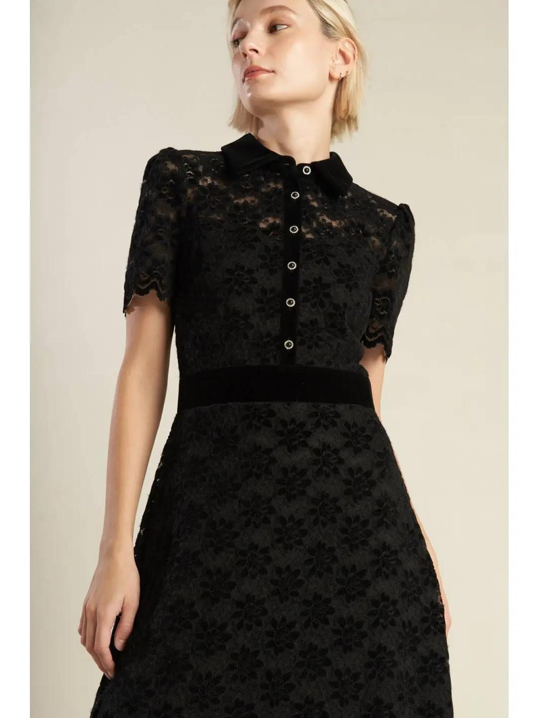 A Woven Lace Midi Dress