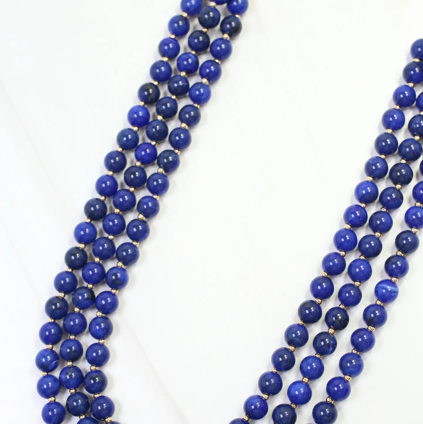 Brinley Beaded Layered Necklace Navy