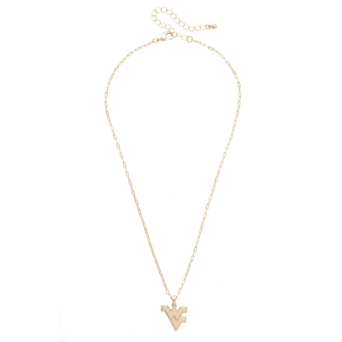 West Virginia Mountaineers 24K Gold Plated Pendant Necklace