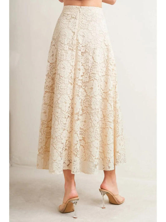 A Woven Lace Circle Midi Skirt