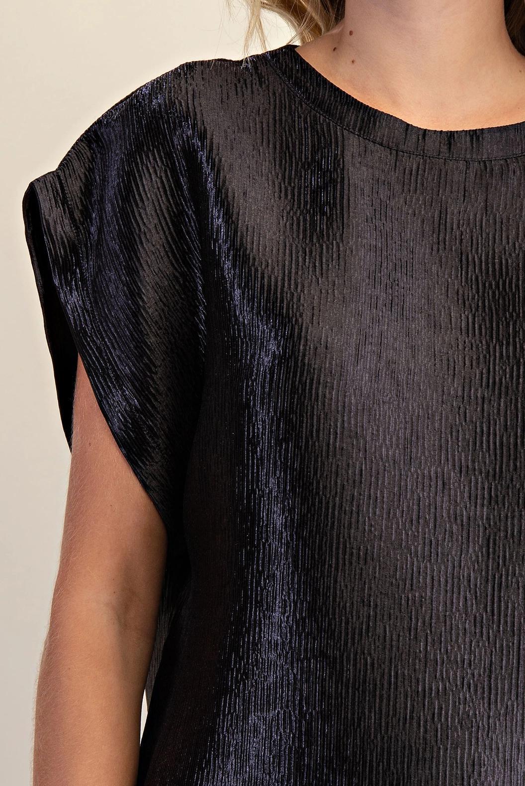 Neck Band Short Sleeve Top (Black)