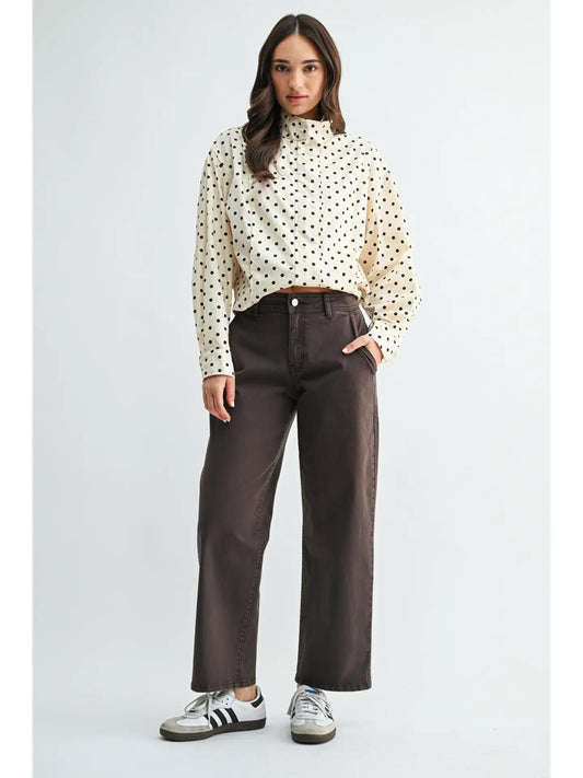 Ankle Twill Barrel Pant - Umber
