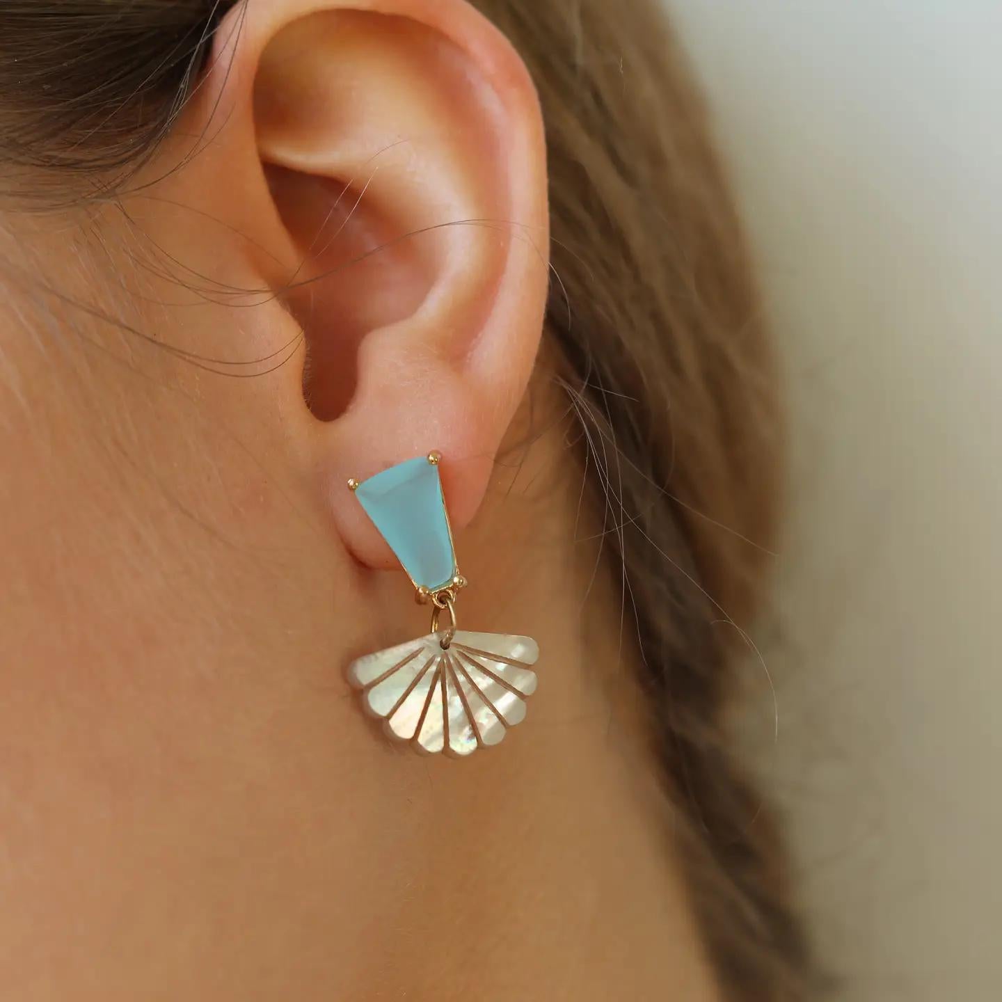 Turquoise Opal and Mother of Pearl Statement Earrings