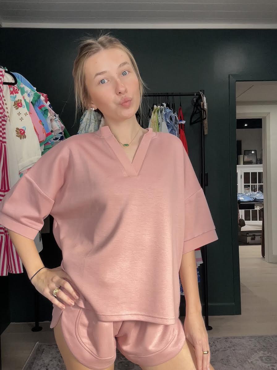 Butter Soft Short and Shirt Set- Pink