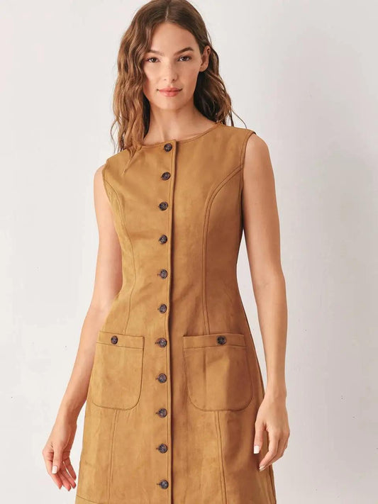 A Faux Suede Mini Dress