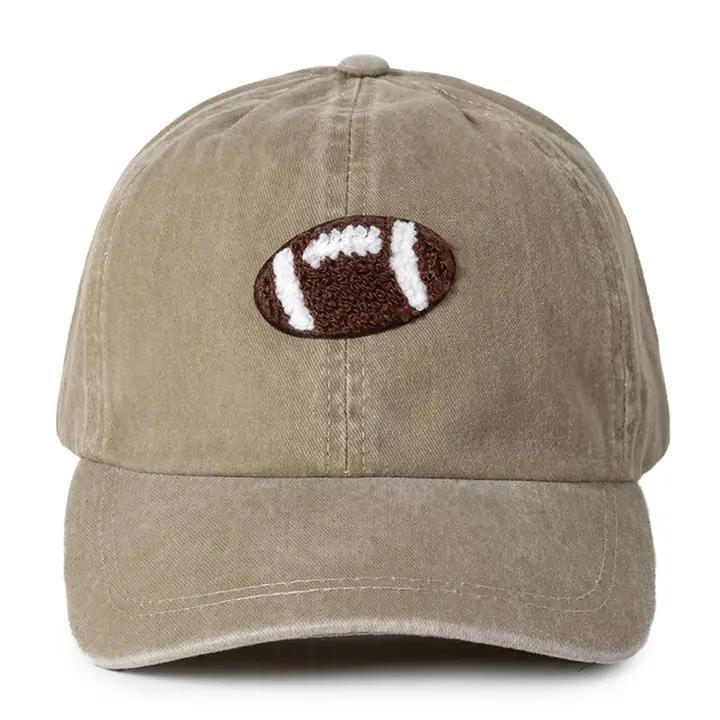 Game Day Chenille Football Patch Washed Baseball Cap