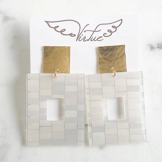 Square Hammered Post Acrylic Earrings by Virtue