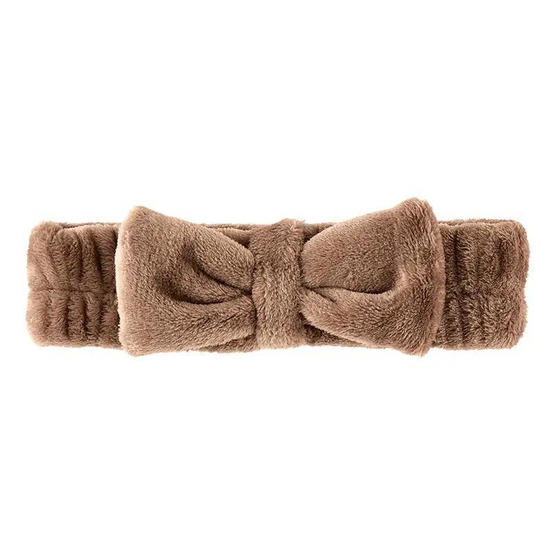 Plush Bow Headband - Mocha