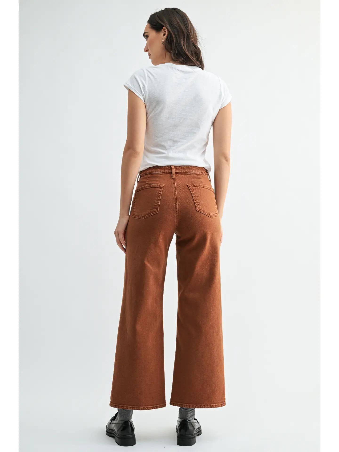 Trouser Wide Leg (Longer Length) - Rust Brown