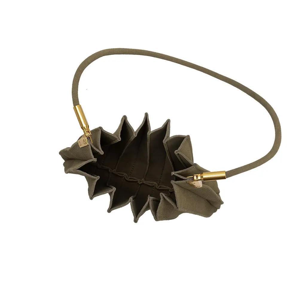 Carrie Olive Vegan Suede Shoulder Bag