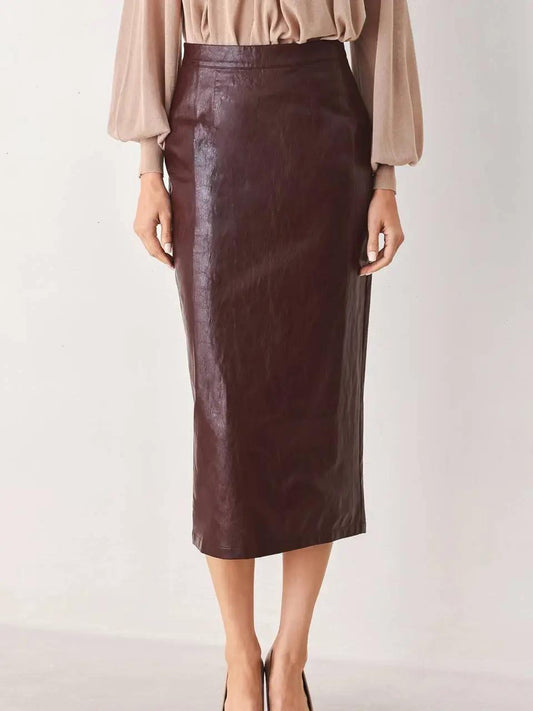 A Faux Leather Pencil Skirt