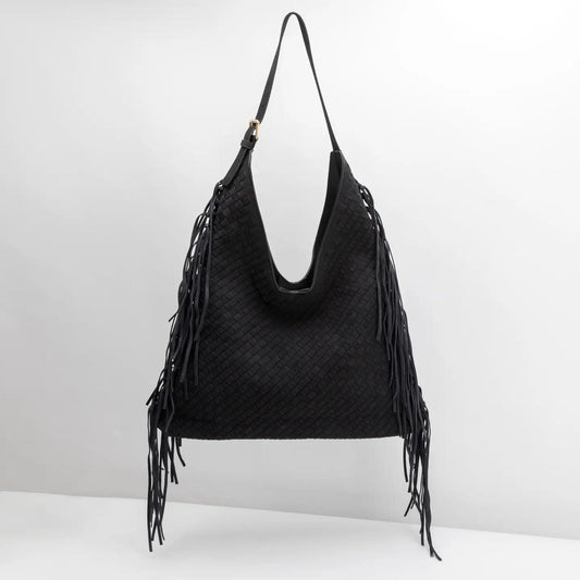 Brynlee Black Vegan Suede Tote Bag