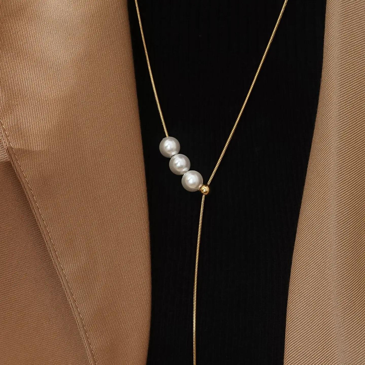Montana 18K Gold Non-Tarnish Pearl Y Drop Sweater Necklace