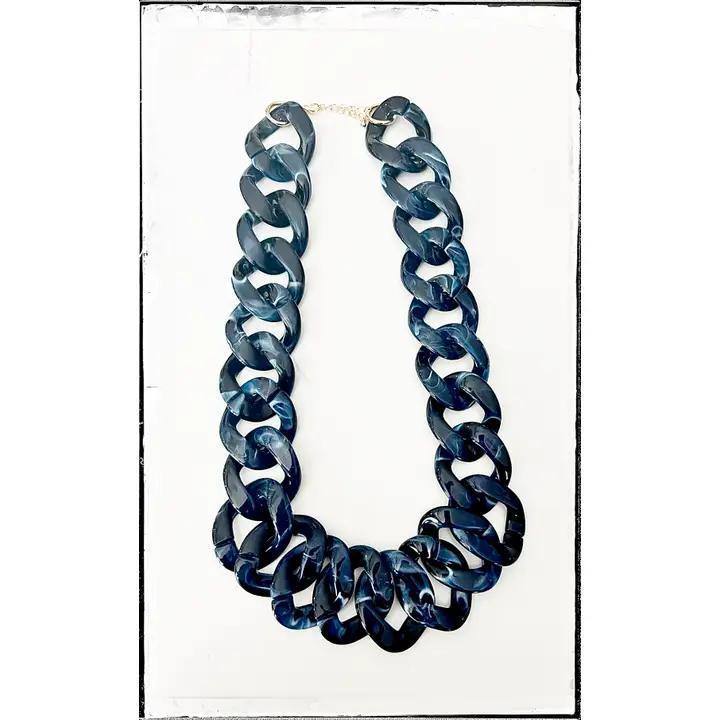 Midi Chain Link Acrylic Resin Bead Necklace