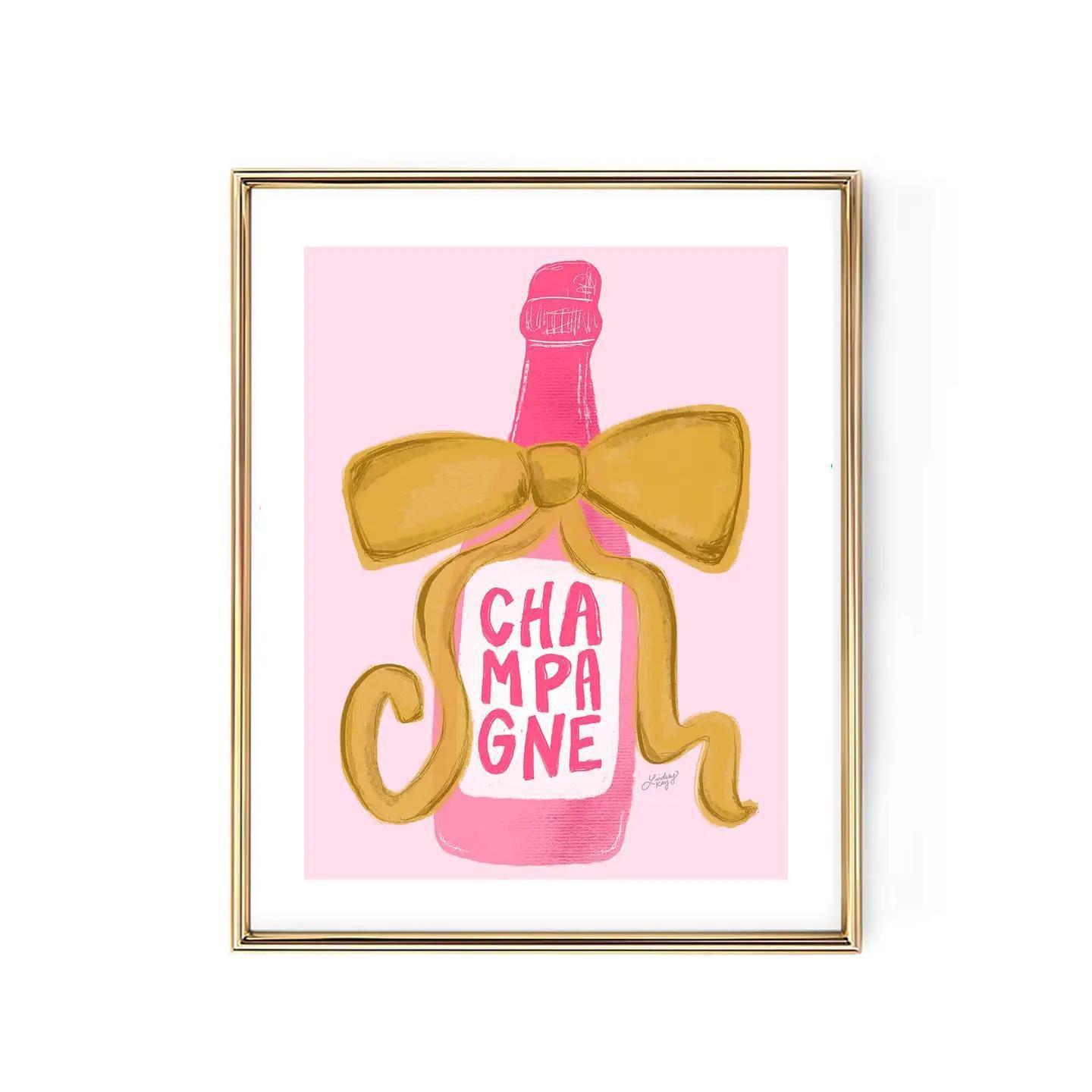 Ribbon Champagne Bottle - Art Print