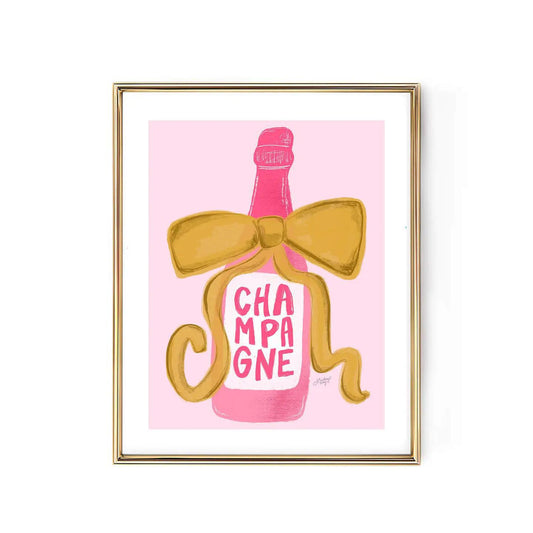 Ribbon Champagne Bottle - Art Print