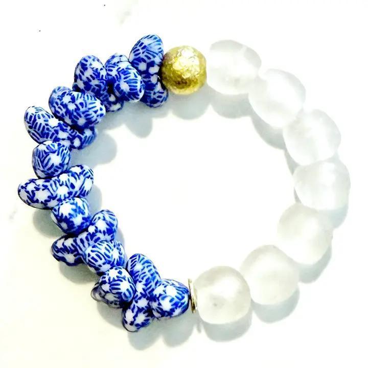 Recycled Glass Bead Stretch Bracelet