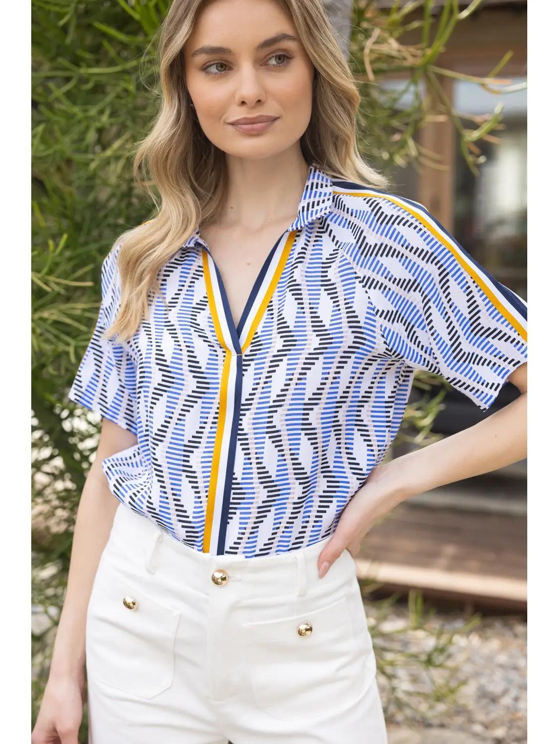 Zig Zag Stripes with Racer Stripe Detail Top