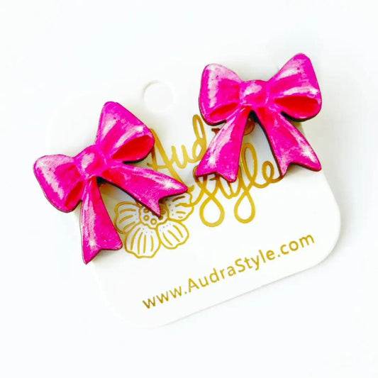 Pink Bow Stud Earrings