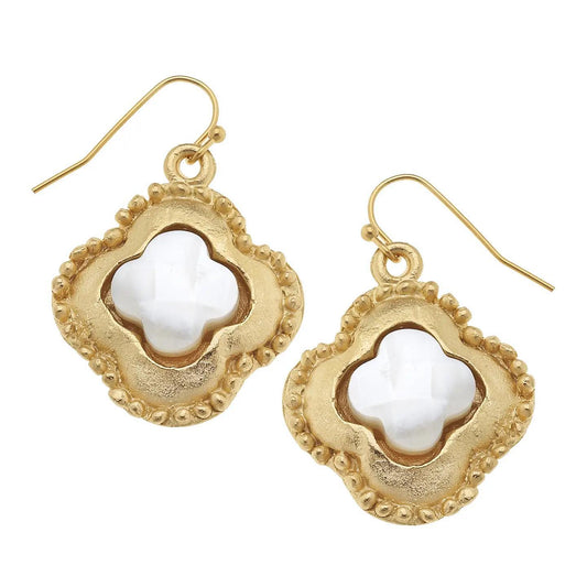 GGold Clover with Genuine Mother of Pearl Earrings